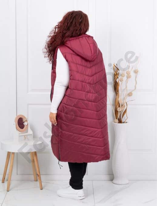 Vesta lunga super maxi cu gluga-bordo cod 24048-1