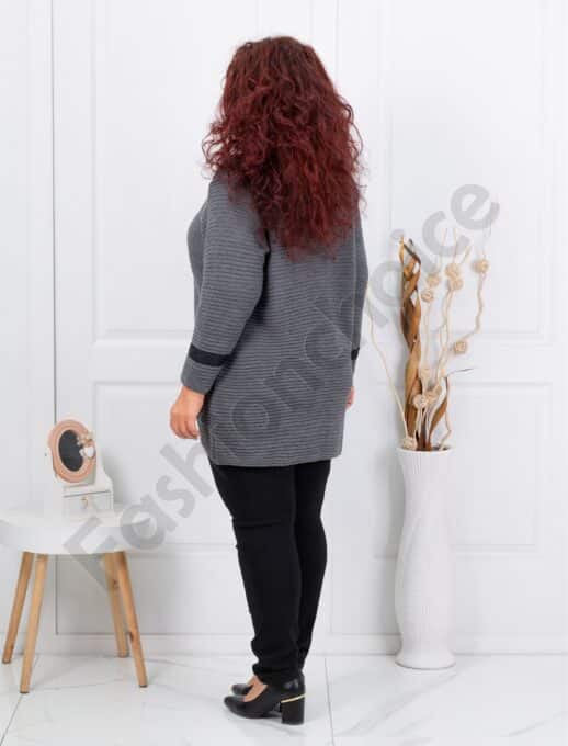Cardigan maxi tricotat cu nasturi-grafit cod 2072-1