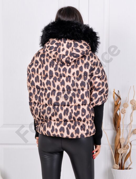 Geaca de dama Oversize pentru iarna cu imprimeu leopard cod 0212