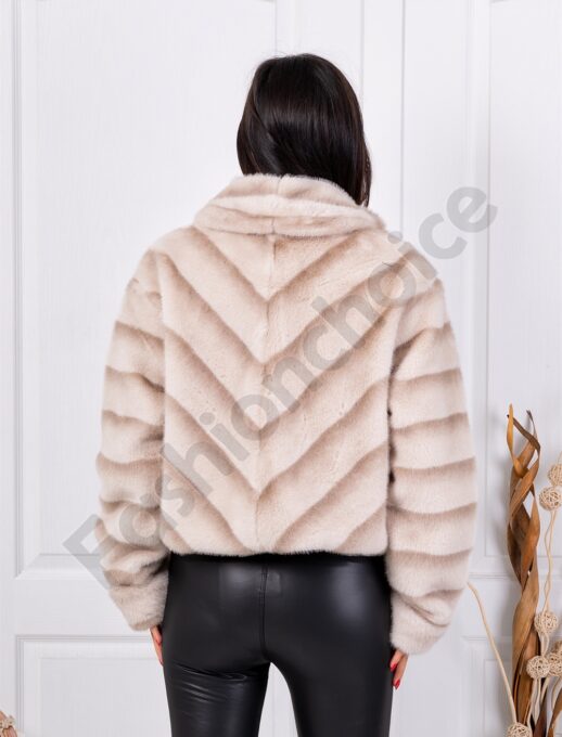 Palton de dama din blana eco cu croi modern-capucino cod XY534-2