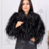 Palton de dama din blana eco cu guler modern-negru cod MF03