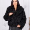 Palton de dama scurt tip lana mongola cu guler elegant-negru cod MF25