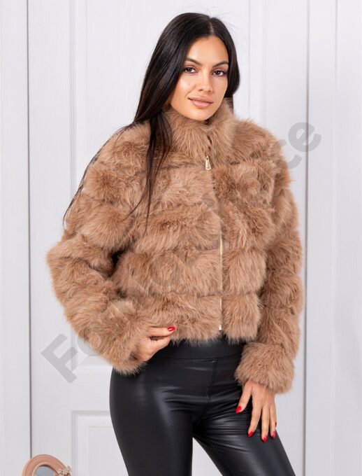 Palton elegant de dama din blana eco-camel cod XY331-3