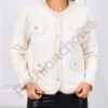 Cardigan de dama cu lame si nasturi din perle-alb cod 6832-1