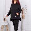 Compleu maxi vatuit cu hanorac hoodie si gluga-negru cod 1470
