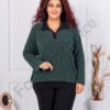 Bluza maxi din bucle cu guler elegant-verde masliniu cod 25361-2