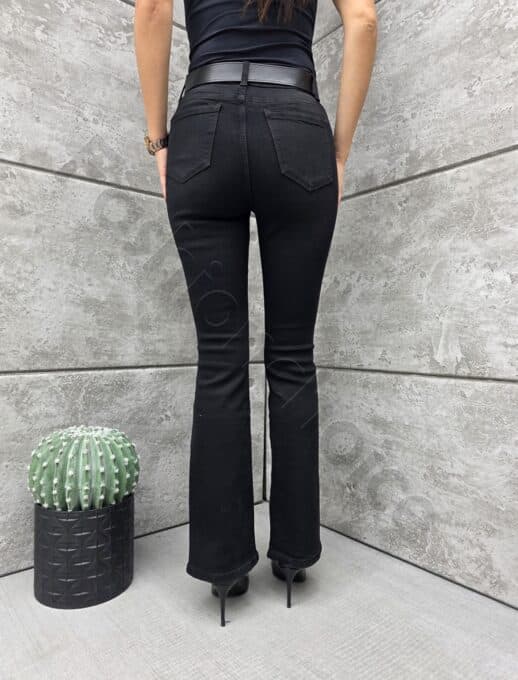 Blugi de dama clasic cu curea in talie-negru cod 92274