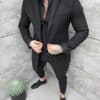 Palton elegant pentru barbati cu rever dublu-negru cod 808