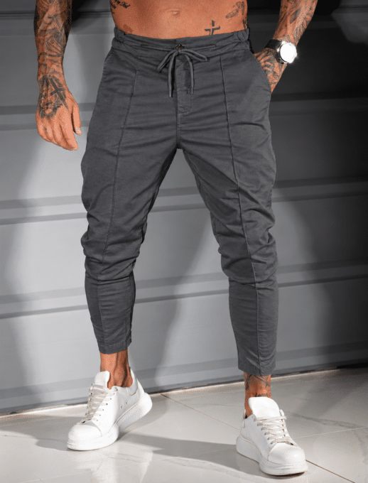 Pantalon sport/elegant cu buzunare-grafit cod 221331-2