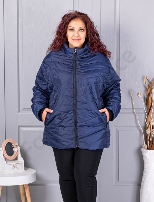 Geaca usoara super maxi in culoare albastru inchis cod 25049-2