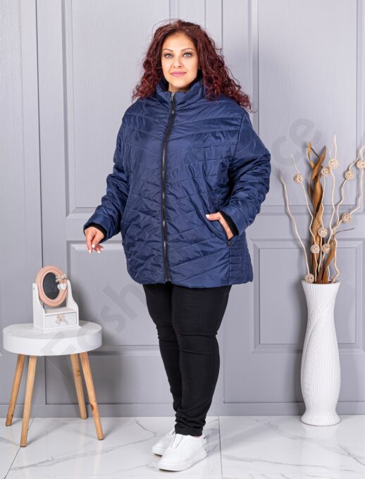 Geaca usoara super maxi in culoare albastru inchis cod 25049-2