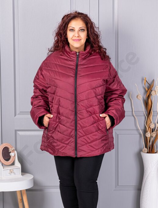 Geaca usoara super maxi in culoare bordo cod 25049-1