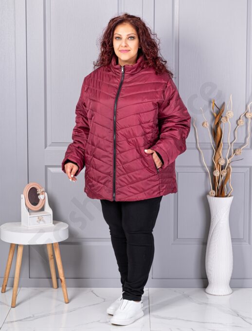 Geaca usoara super maxi in culoare bordo cod 25049-1