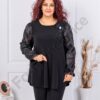 Tunica maxi eleganta cu maneci din tull cu buline negri cod 22062