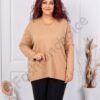 Tunica maxi din tricotaj finut cu decortie din pietricele-camel cod 8353-1