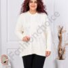 Bluza maxi tricotata cu accente in relief si pietricele-ecru cod 85708-3