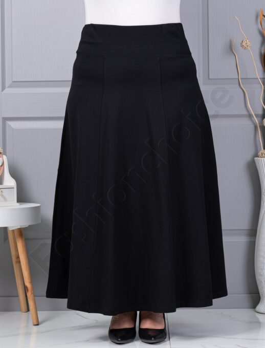 Fusta din material gros in cloș-negru cod 25365