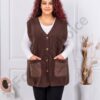 Vesta maxi din bucle cu croi modern si buzunare-maro cod 2185-3