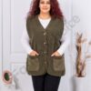 Vesta maxi din bucle cu croi modern si buzunare-kaki cod 2185-2