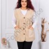 Vesta maxi din bucle cu croi modern si buzunare-capucino cod 2185-4