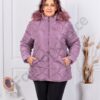 Geaca maxi pentru iarna cu blana eco pe gluga-liliac cod 823-3