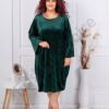 Rochie maxi din plus cu decoratie din pietricele-verde masliniu cod 3985-2
