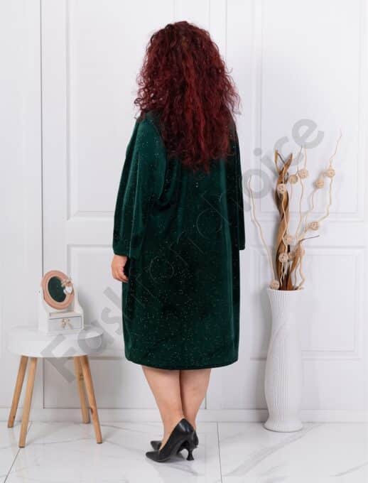 Rochie maxi din plus cu decoratie din pietricele-verde masliniu cod 3985-2