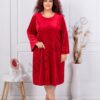 Rochie maxi din plus cu decoratie din pietricele-rosu cod 3985-1