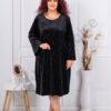 Rochie maxi din plus cu decoratie din pietricele-negru cod 3985