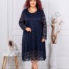 Rochie maxi eleganta din dantela elastica-albastru inchis cod 6445-1