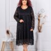 Rochie maxi eleganta din dantela elastica-negru cod 6445