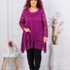 Tunica asimetrica maxi din dantela elastica-marsala cod 251323-11