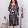 Rochie maxi din angora cu imprimeu in degrade-verde/orange cod 25363-2