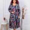 Rochie maxi din angora cu imprimeu in degrade-albastru/fucsia cod 25363-3