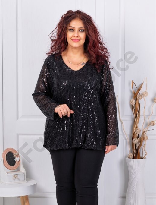 Tunica eleganta maxi cu paiete stralucitoare-negru 241026