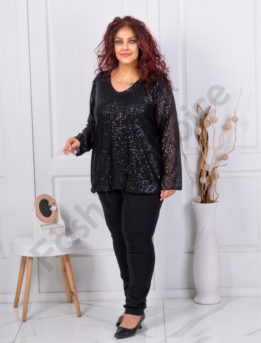 Tunica eleganta maxi cu paiete stralucitoare-negru 241026