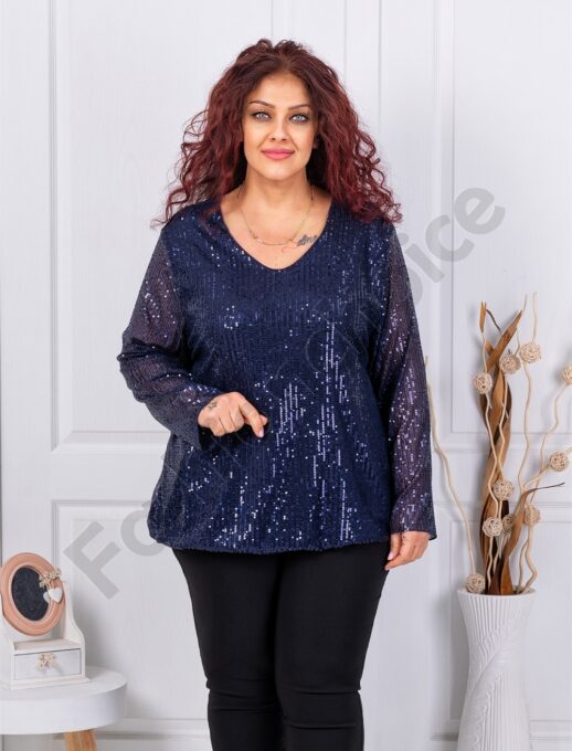 Tunica eleganta maxi cu paiete stralucitoare-albastru inchis 241026-5