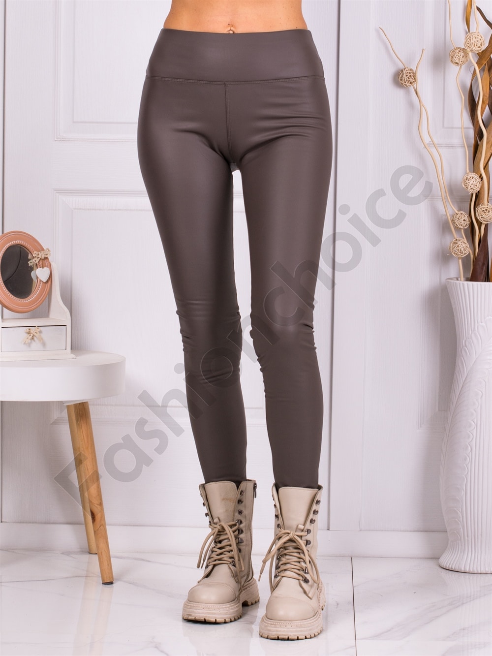 Colanti de dama din piele cu efect Push-up-cafea cod 671-1