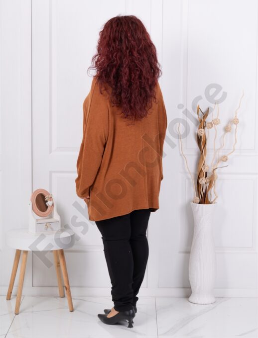 Tunica super maxi cu decolteu grecesc-camel cod 17561-1