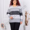 Bluza maxi tricotata cu lame si paiete discrete-gri cod 85666