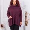 Tunica super maxi din tricotaj finut cu guler inalt si lame-marsala cod 25127-1