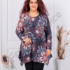 Tunica maxi in clos din angora si elastan cu imprimeu floral-bordo cod 25362
