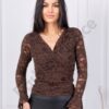 Bluza eleganta de dama din dantela-ciocolata cod 64427-2
