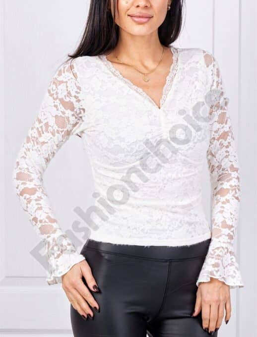 Bluza eleganta de dama din dantela-alb cod 64427-1