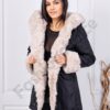 Parka pentru iarna cu gluga si eco blana-negru cod 1062
