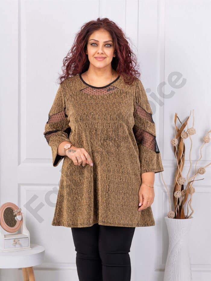 Tunica maxi eleganta in combinatie cu tull-auriu cod 1429-1