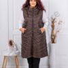 Vesta lunga super maxi cu gluga-ciocolata cod 24048-4
