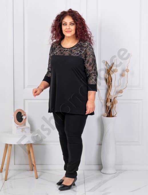 Tunica eleganta maxi cu tull brodat cod 1472