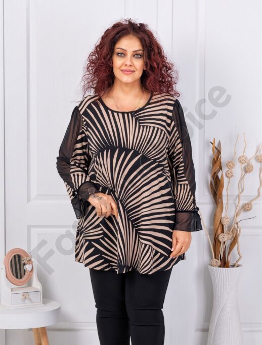 Tunica maxi oficiala cu tull si imprimeu abstract cod 25030-2