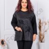 Tunica maxi cu partea din fata stralucitoare si aplicatie-negru cod 9088
